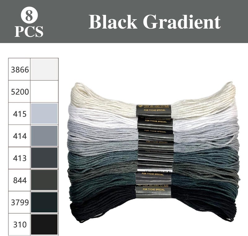 Zhenqing 8-Color Gradient Embroidery Floss Set | 7 Color Families (Red, Yellow, Blue, Green, Purple, Brown, B&W) | 56 Pre-Sorted Skeins, 6-Strand Threads (8m Each) for Sewing & Crafts - Image 5